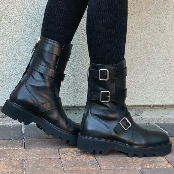 Distressed Military Lug Platform Sole Combat Boots - Picture 8 of 8